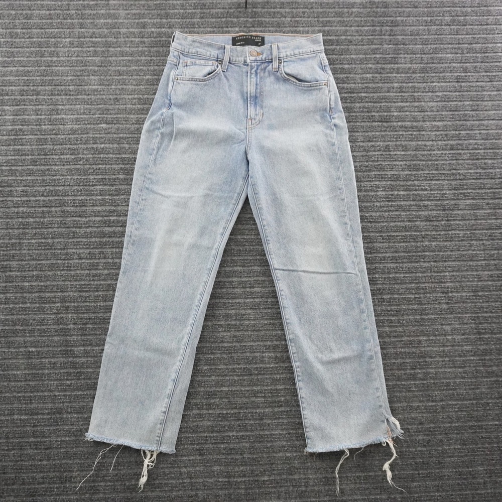 Veronica Beard Joey Straight Leg Jeans Womens 27 Light Wash Blue High Rise